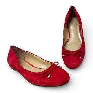 Naturalizer Suede Leather Balletcore Flats 8.5M Red Women’s Comfort Shoes Office